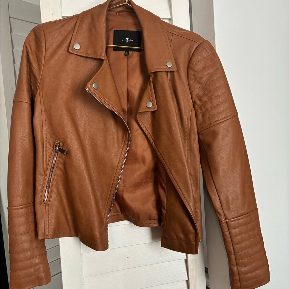 7 For All Mankind Tan Leather Jacket